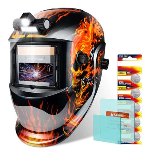 Image of TRQWH Welding Helmet with Light True Color Auto Darkening Welding Helmets for Men Solar Powered Welding Hood with 2 Arc Sensor Wide Shade 4 /9-13 for TIG MIG ARC Cool Welder Mask