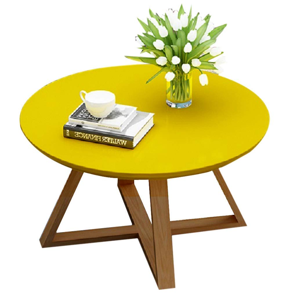 Table de café en bois jaune 70x45cm idéale pour vos magazines près du canapé