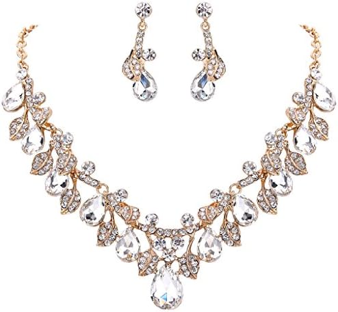 Clearine Donna Parure Gioielli-Collana Orecchini Sposa Nuziale Cristallo lacrima Grappolo Foglia Vite Collana ciondola Gli Orecchini Clearine Donna Parure Gioielli-Collana Orecchini Sposa Nuziale Cristallo lacrima Grappolo Foglia Vite Collana ciondola Gli Orecchini