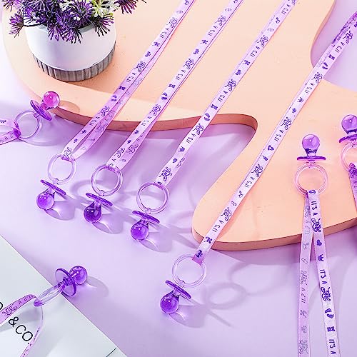 Image of Tigeen 36 Pcs Shower Party Pacifiers Necklace Acrylic Pacifiers Favors Plastic Charm for Shower Party Decorations Table Scatter, Girl Style(Purple, Light Purple)