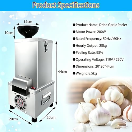Peladora de ajos eléctrica comercial de acero inoxidable de 200W 8