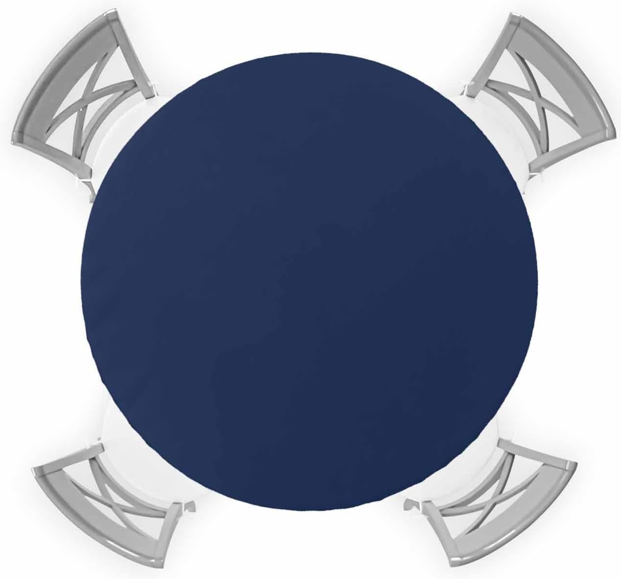 Vinyl Outdoor Round Fitted Tablecloth with Elastic Edge-Waterproof Table Cover Protector for Indoor Outdoor Patio Dinning Picnic Party Solid Color Navy Blue 55"-60"
