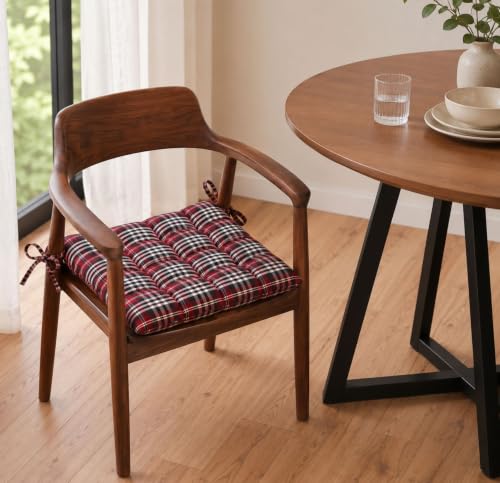 Image of BSB HOME Chair Pad Cushion with Tie Straps, Thick Tufted Seat Cushion for Dining, Office & Wooden Chairs, Soft Comfortable Chair Seat Pad with Durable Stitching,16 x 16 Inches(41 x 41 cm)-Crimson Red