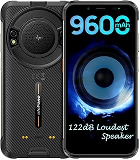 Ulefone Power Armor 16 Pro Rugged Smartphone, 9600mAh Big Battery, 122dB Speaker, Dock Charging, 4GB + 64GB, 128GB Expand, Android 12 Phone Unlocked, 16MP Camera, 5.93", 3-Card Slot, NFC, Black