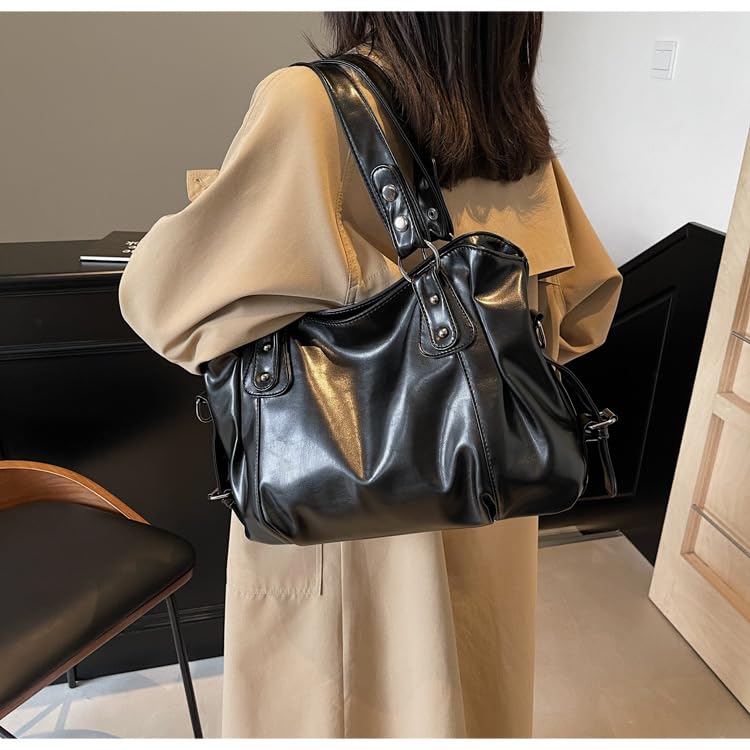 Bolso Tote Grande para Mujer, Cuero Sintético, Color Negro miniatura 7