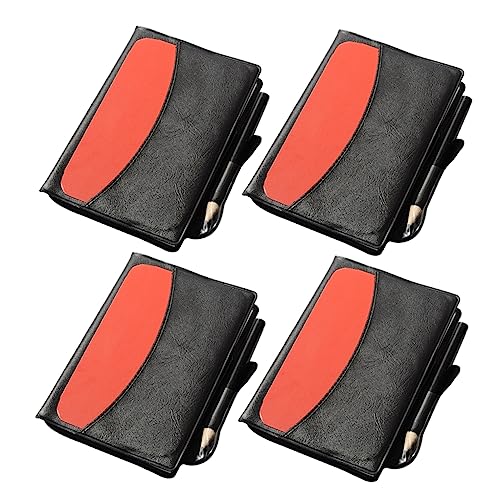Yardwe Referee Soccer Set 4 Pack Red Yellow Warning Cards Pencil Scorebook Leather Case