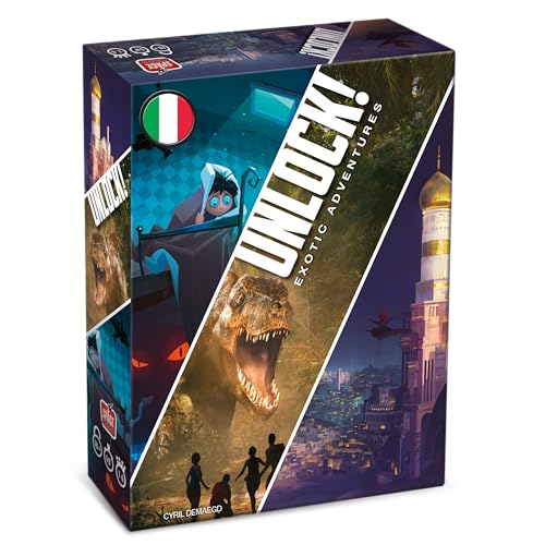 Asmodee Unlock! Exotic Adventures, Brettspiel mit App, Escape Room, 1-6 Spieler, 10+ Jahre, italienische Ausgabe – Ansicht 1