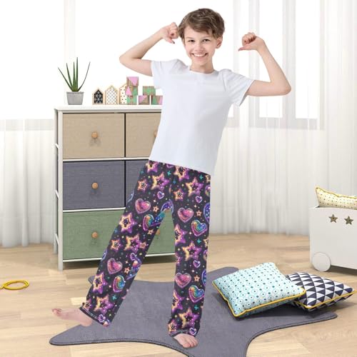 Pajama Bottoms, Pixel Star and Heart Sleeping Pant Lounge Wear Elastic Waist Long Pants Sleepwear Pjs 5