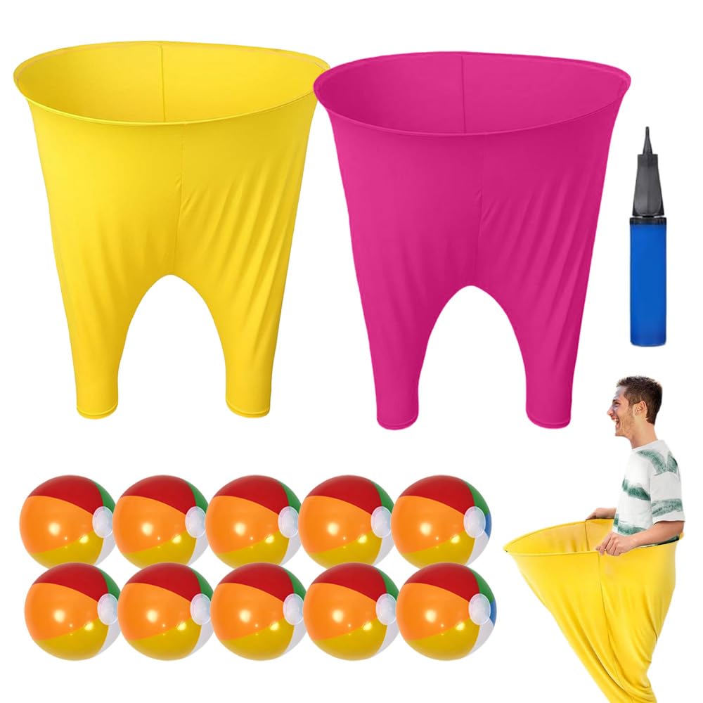 Granny Pants Gioco di lancio, 2 pezzi Granny Pants Yard Game per adulti e bambini, con 10 palline per saltare e 1 pompa per palloncini, gioco all'aperto per feste in giardino, parco, spiaggia