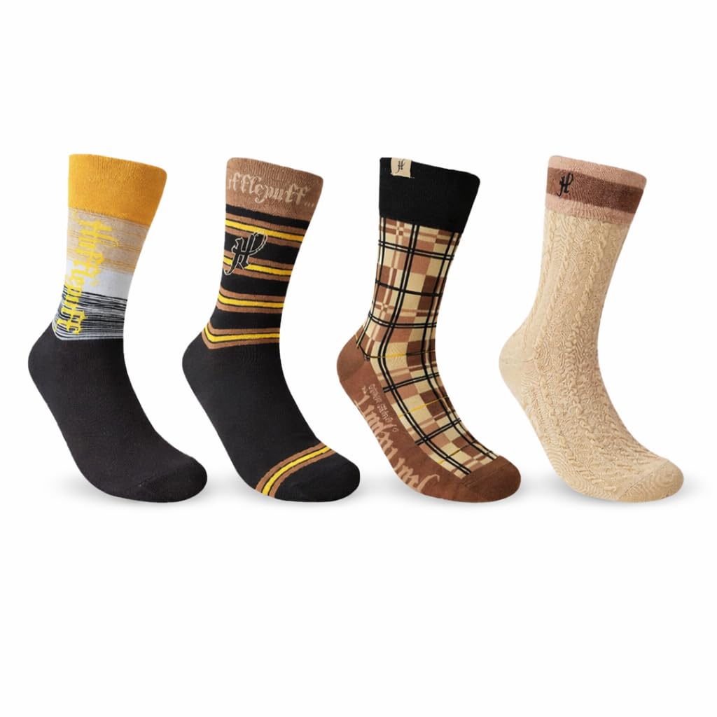 miniso Harry Potter Hufflepuff Crew Socks Set (4 Pairs in Box) – Comfortable Casual Wear Socks-picture-40