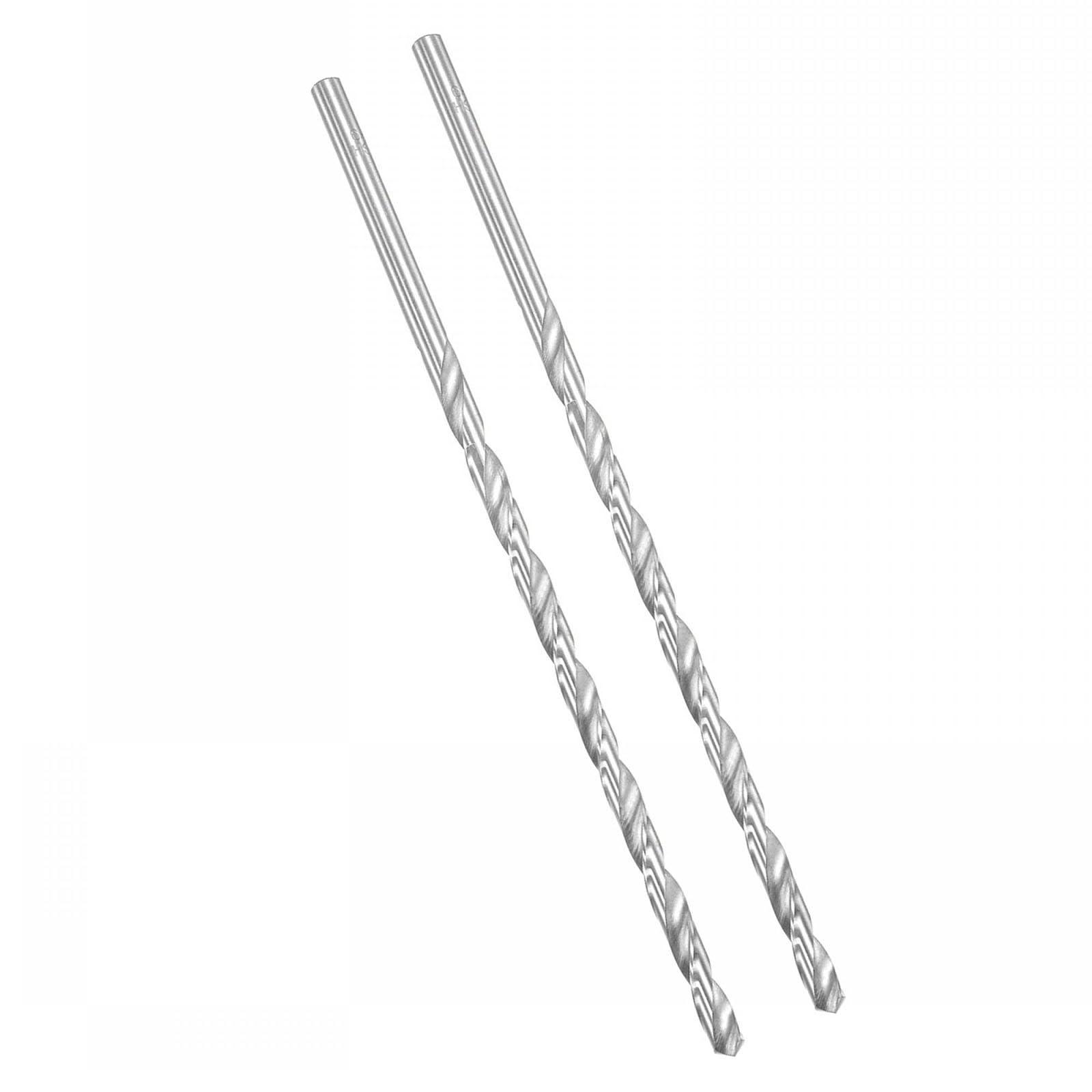 ROWORKX 2Pcs 6.2mm x 200mm Extra Long HSS Twist Drill Bits - Straight Shank Spiral Drill Bits for Wood, Metal, Aluminium, Plastic