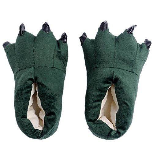 Japsom Unisex Cozy Flannel House Monster Slippers Halloween Animal Costume Paw Claw Shoes