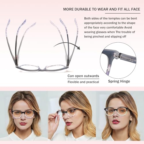 Image of SIGVAN 3 Pack Reading Glasses Spring Hinge Stylish Readers Black /Tortoise for Men and Women