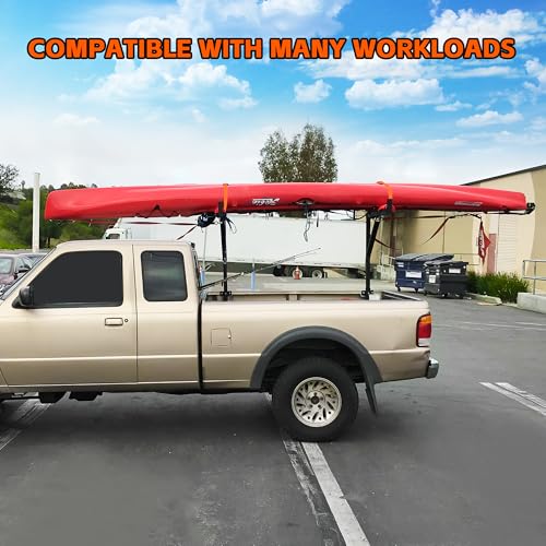 Image of MAXXHAUL Heavy Duty Truck Ladder Rack - Side Mount Alloy Steel, Adjustable 19-34 Inch Arms, 250 lb Capacity, Powder Coat Finish (70233)