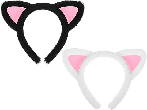 2Pcs Fuzzy Cat Ears Headband Cute Cat Ear Hairband Plush Hair Hoops