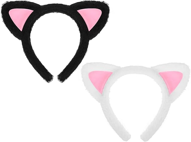 2Pcs Fuzzy Cat Ears Headband Cute Cat Ear Hairband Plush Hair Hoops