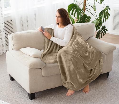 Image of Utopia Bedding Fleece Blanket Throw Size Camel 300GSM Luxury Anti-Static Fuzzy Soft Microfiber Blanket for Couch, Sofa and Bed (50x60 Inch)
