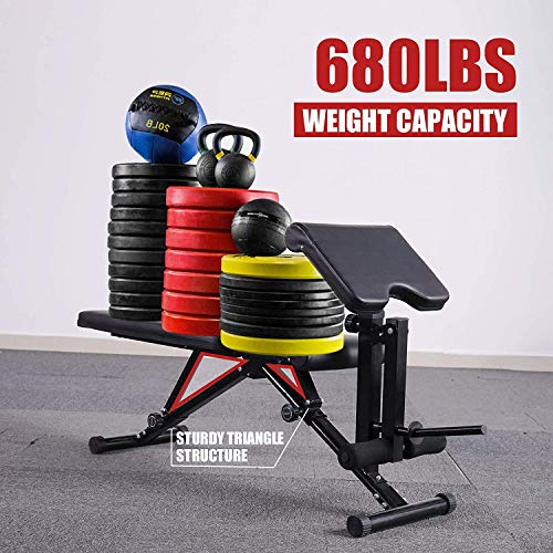 Mikolo Adjustable Weight Bench, Strength Training Foldable Exercise Workout Bench with Preacher Pad, Leg Extension for Home Gym, Full Body Workout - (2021 Upgraded)