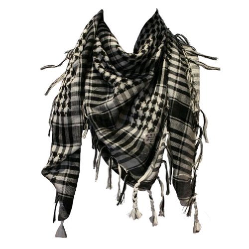 Arab Shemagh Kafiya Square Scarf, White & Black3