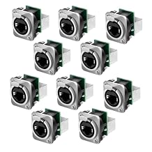 10 PCS for D-NE8FDP RJ45 Feed/Pass Panel Mount Jack Ethercon RJ45 Chassis Socket Ethercon NE8FDP Adapter D Series Cat5 RJ-45 Vertical Panel Mount Connector NE8FDP Feed Through Connector