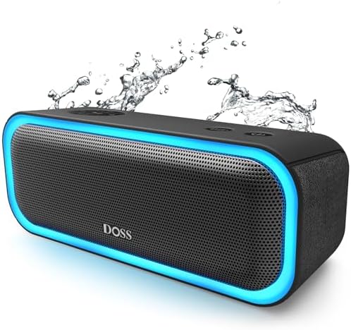 DOSS SoundBox Pro bezprzewodowy głośnik Bluetooth, głośnik 20 W z dźwiękiem 360°, wzmocnione basy, parowanie stereo, wiele diod LED, długotrwała żywotność baterii do telefonu, tabletu, na -