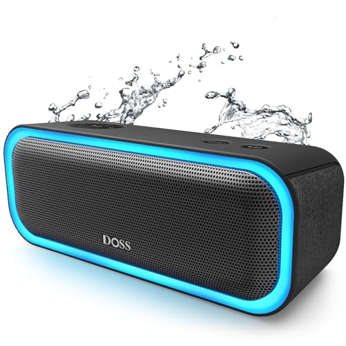 DOSS SoundBox Pro Bluetooth Speaker, 20W Stereo Sound, Active Extra Bass, 20H Playtime, Multi-Colors Lights, TWS Pairing, IPX6 Waterproof for Garden, Hiking, Camping, Outdoor, Party-Black by DOSS - Used condition - US$34.73