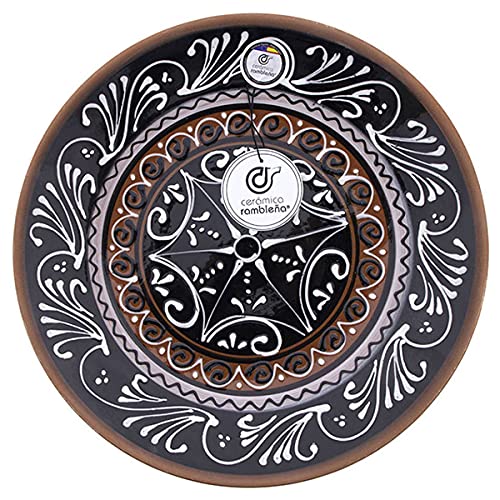 CERÁMICA RAMBLEÑA | Plato Decorativo de Barro Rojo Modelo D21 | 100% Manual | 21x21x2.5 cm