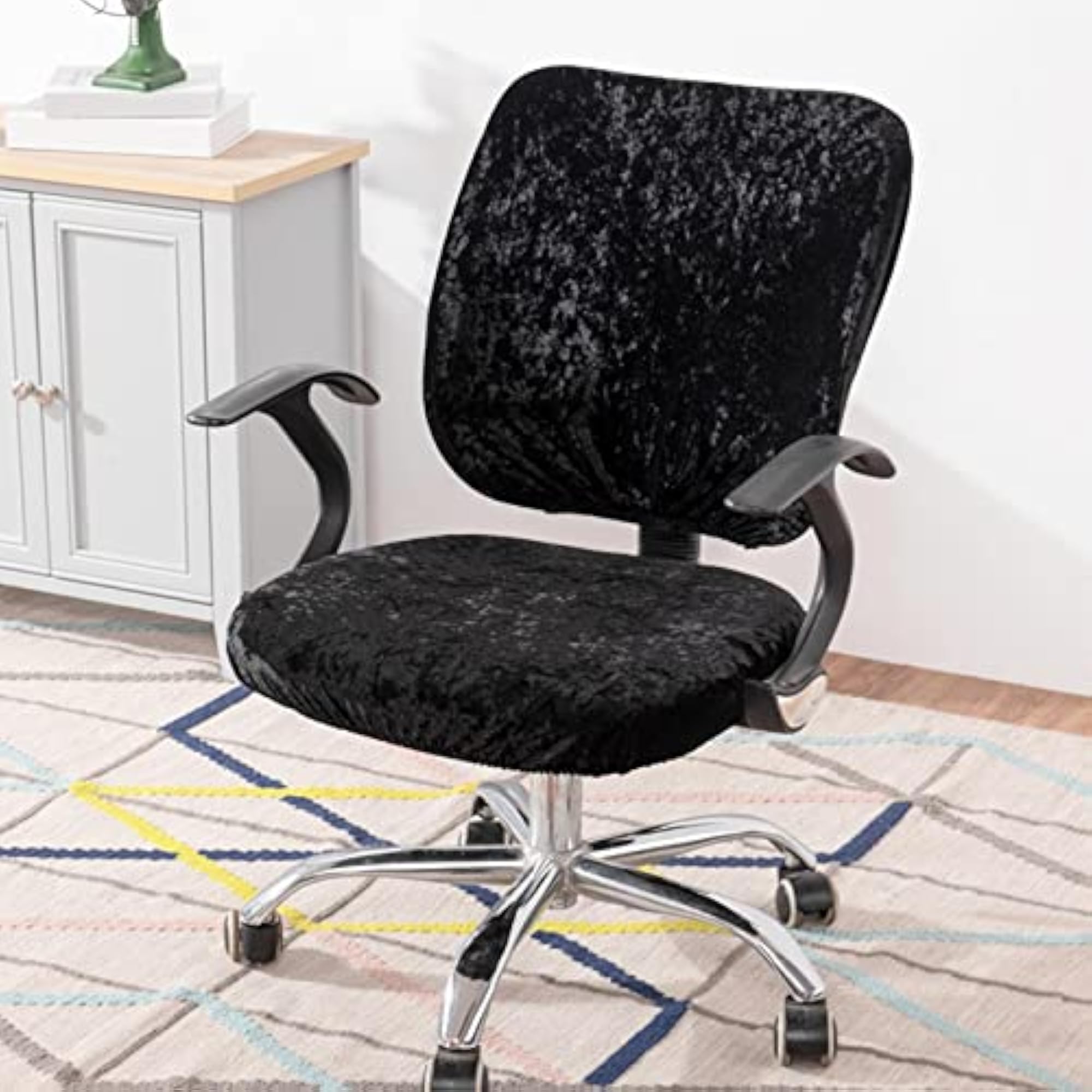Stretch Office Armchair Slipcover in Black Set