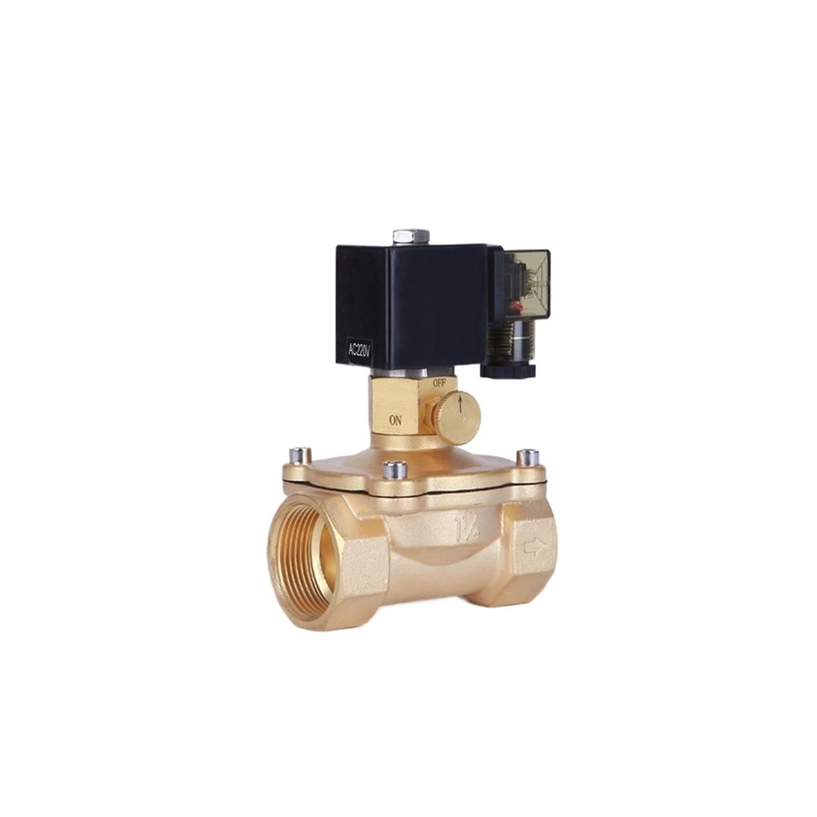 Électrovanne laiton DN40 DC24V avec interrupteur manuel d'urgence pour eau et huile