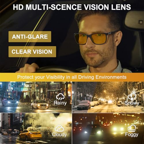 CARFIA Night Vision Glasses Driving for Men Women, Yellow Lenses Enhanced Vision in Low Light Conditions4