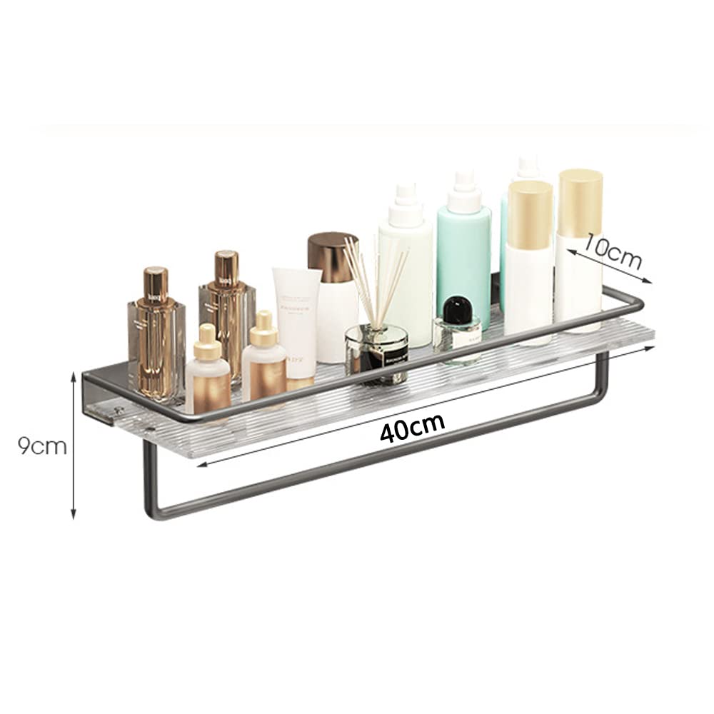 Estante de ducha adhesivo acrílico sin taladro, soporte para champú de baño para ducha o cocina, 40 cm con accesorios de ducha para una fácil instalación