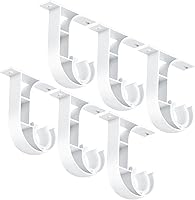 Vista 1 de TOKPLNU Soporte para barra de cortina de techo, soporte de barras de cortina resistente, aleación de aluminio, blanco, paquete de 6 ganchos