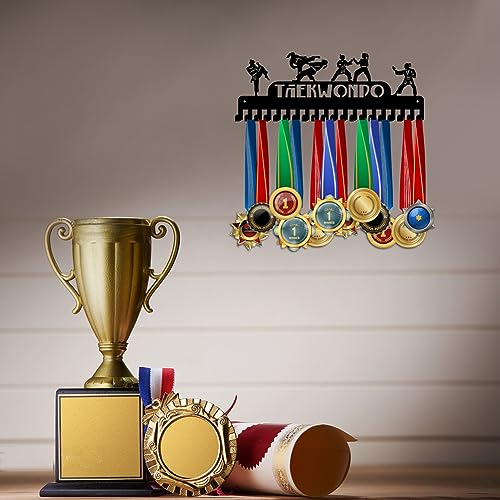 PH PandaHall Taekwondo Medal Hanger Display 20 Hooks Trophy Shelf Medal Holder Rack Wall Mount Hanger Decor Award Rack Award Ribbon Hanger with Gift Box for Over 50 Medals Easy to Install by PH PandaHall - Image 8