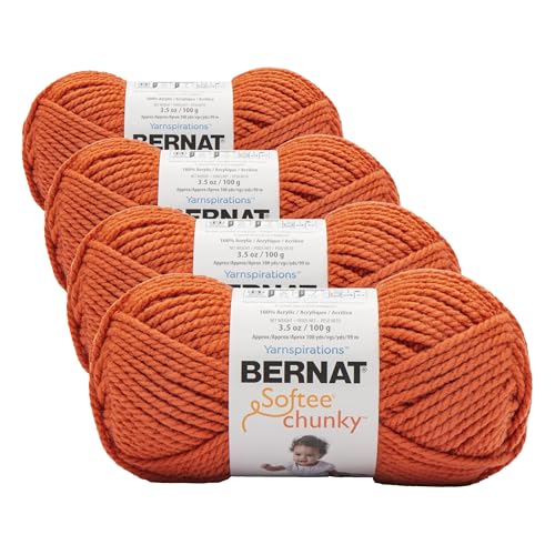 Image of Bernat Softee Chunky Yarn, 3.5 Oz, Gauge 6 Super Bulky, Pumpkin (Pack of 4)