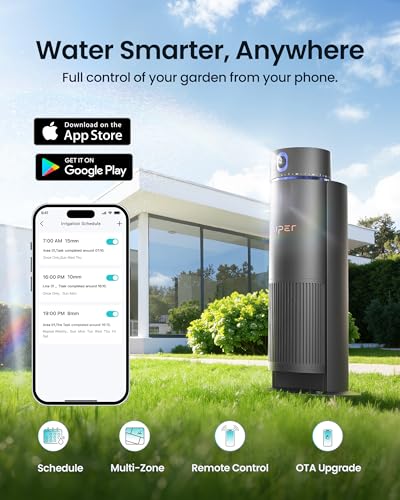 Image of Aiper IrriSense 2 Smart Irrigation System, 4-in-1 Multi-Zone Watering Device, App Control, Smart Scheduling, Garden Sprinkler with Rain Sensor, for Lawns up to 4,800 sq.ft.-Yellow