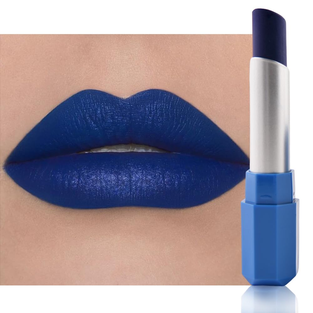 Kaely Dark Blue Matte Lipstick for Women, Pigmented Lip Gloss Stain Long Lasting Waterproof, Halloween Face & Body Paint Stick for Birthday Party Clown Goth Makeup, Vegan & Cruelty-Free 14 1 Count (Pack of 1) 14 Dark Blue