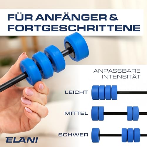 ELANI Schwingstab - Verstellbarer Widerstand & ergonomischer Griff - hochbelastbarer Gymnastikstab, auch als Physiotherapie Zubehör, Swinging Sticks, Schwingstab Fitness Testsieger, Flex Stab