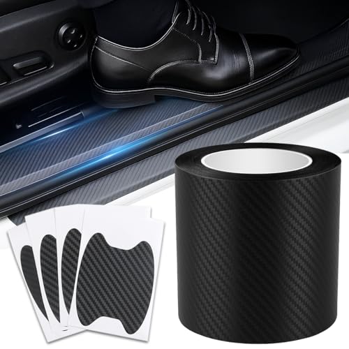 TOMIRAI プロテクションフィルム 車 保護テープ 【整備士監修・愛車を守る】 車用プロテクターフィルム カーボンテープ 傷・汚れ・衝撃防止 簡単装着 高粘着 汎用 ドアハンドルプロテクター4枚付 (カーボンブラック, 幅7CM×長さ5M)