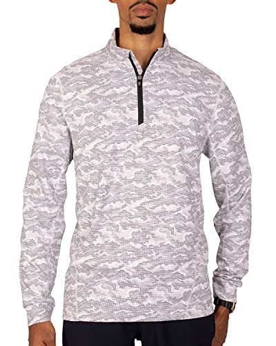 Cutter & Buck Traverse Camo Print Stretch Quarter Zip Mens Big and Tall Pullover, Charcoal, XLT