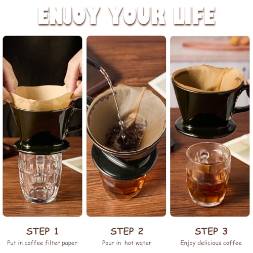 Image of Pour Over Coffee Dripper, Ceramic Pour Over Coffee Maker, Black