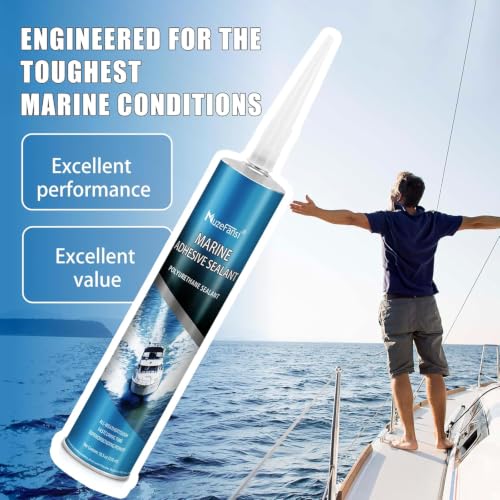 Image of 5200 Marine Sealant Fast Cure, Marine Adhesive Sealant, Waterproof Polyurethane Adhesive, Permanent Flexible Bond, UV Resistant, Above & Below Waterline for Boats, RVs, Vehicles, White, 6 Pack