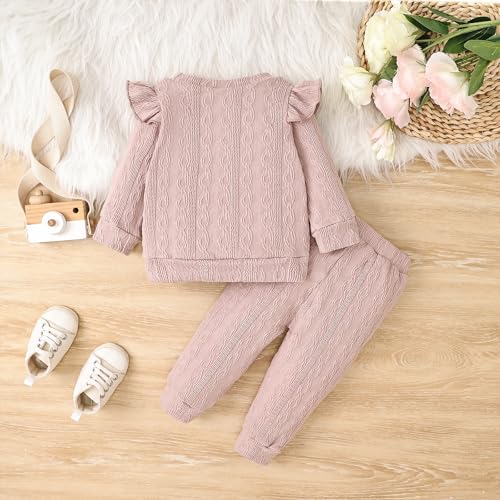 Baby Girl Clothes Outfits Fall Winter Ruffle Long Sleeves Cute Elephant Sweatshirt Pants Set 3-24 Months3