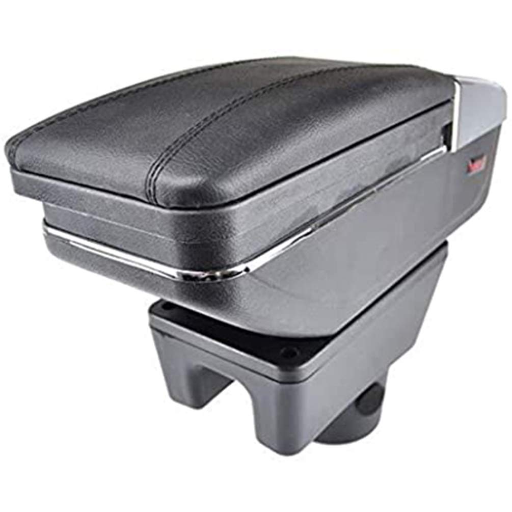 AXYP PU Leather Car Central Consoles Control Armrest, Waterproof Rotatable Arm Rest Storage Box, for Mitsubishi Mirage Attrage 2014-2018 Auto Interior Accessory,With Base Cup Holder Ashtray
