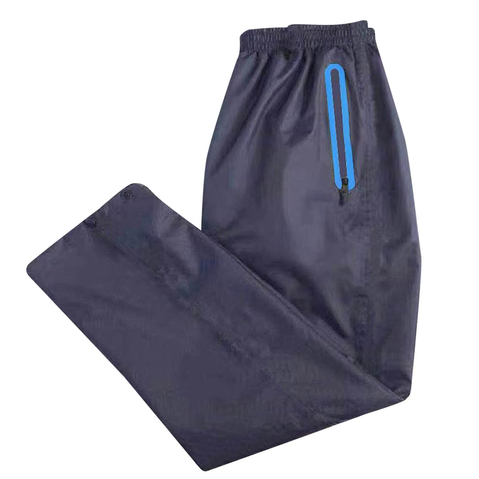 Men's Navy Unisex Rain Trousers For Comfortable Entry, With 2-Way Zip And Breathable, Extremely Waterproof, Lightweight Cycling Overtrousers For Windproof Outdoor Rain Trousers, L