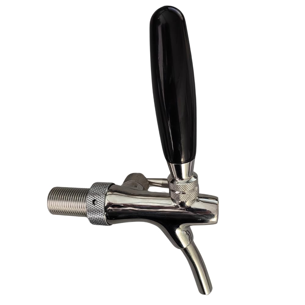 Profi Edelstahl Kompensator-Schankhahn mit Schaumtaste 35mm Gewinde Chrom
