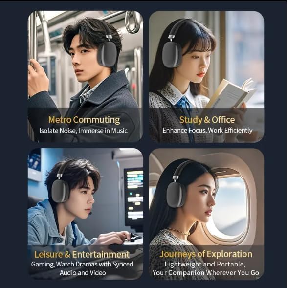 Wireless Headphones Over-Ear Bluetooth Adjustable 42 Hours of Listening Time Volume Control, Fitting in Gaming/Running/Sports Headphones for iPhone/Android/Samsung - Image 5