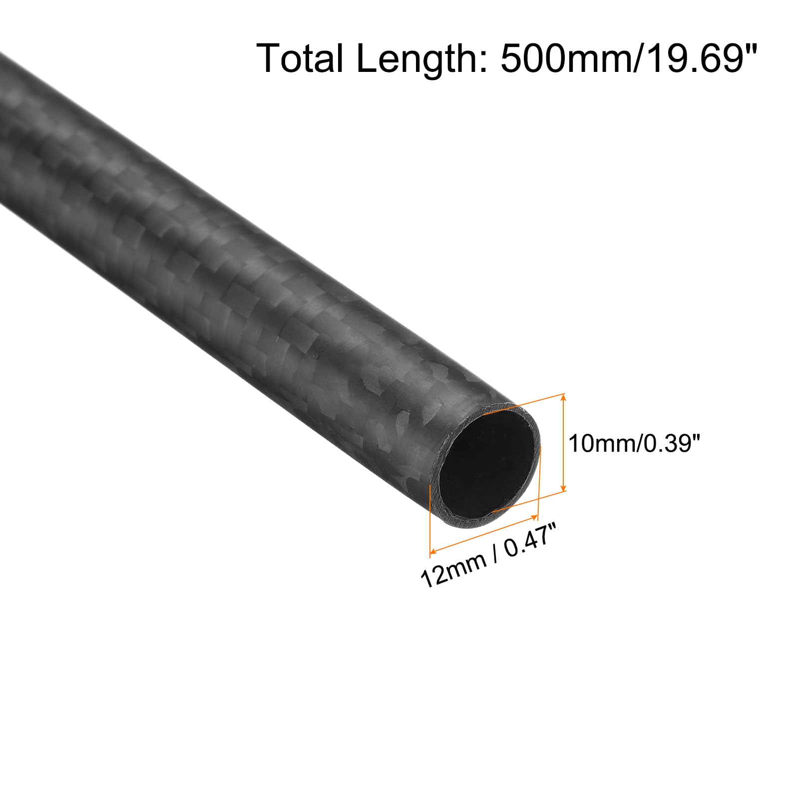 QUARKZMAN 4Pcs Tubes en Fibre de Carbone 10 x 12 x 500mm Surface Mate Tige en Carbone Enroulée en 3K pour avion RC, Quadricoptère, Multicoptère