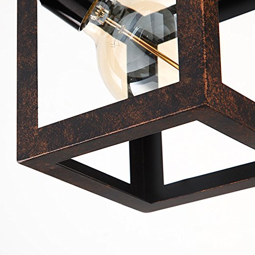 Suspension cube rouille luminaire E27 style géométrique pour chambre d'ado - 5