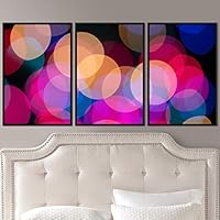 3 Piece Framed Canvas Wall Art Abstract Industrial Modern Art Multicolor Patterns - 16