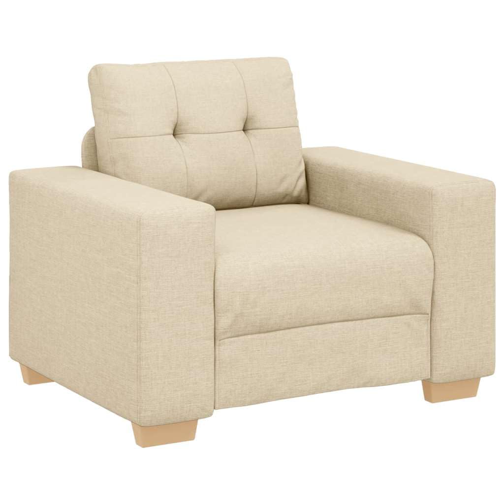 Poltrona divano in tessuto crema 60 cm, poltrona relax con morbida imbottitura, poliestere resistente, struttura in compensato, per soggiorno, camera da letto, portata 110 kg